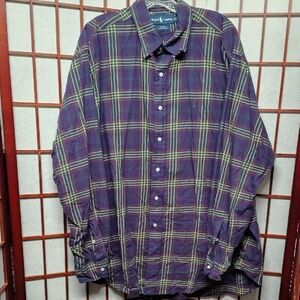 Ralph Lauren Blake Purple Plaid Cotton Men's Shirt Size XL